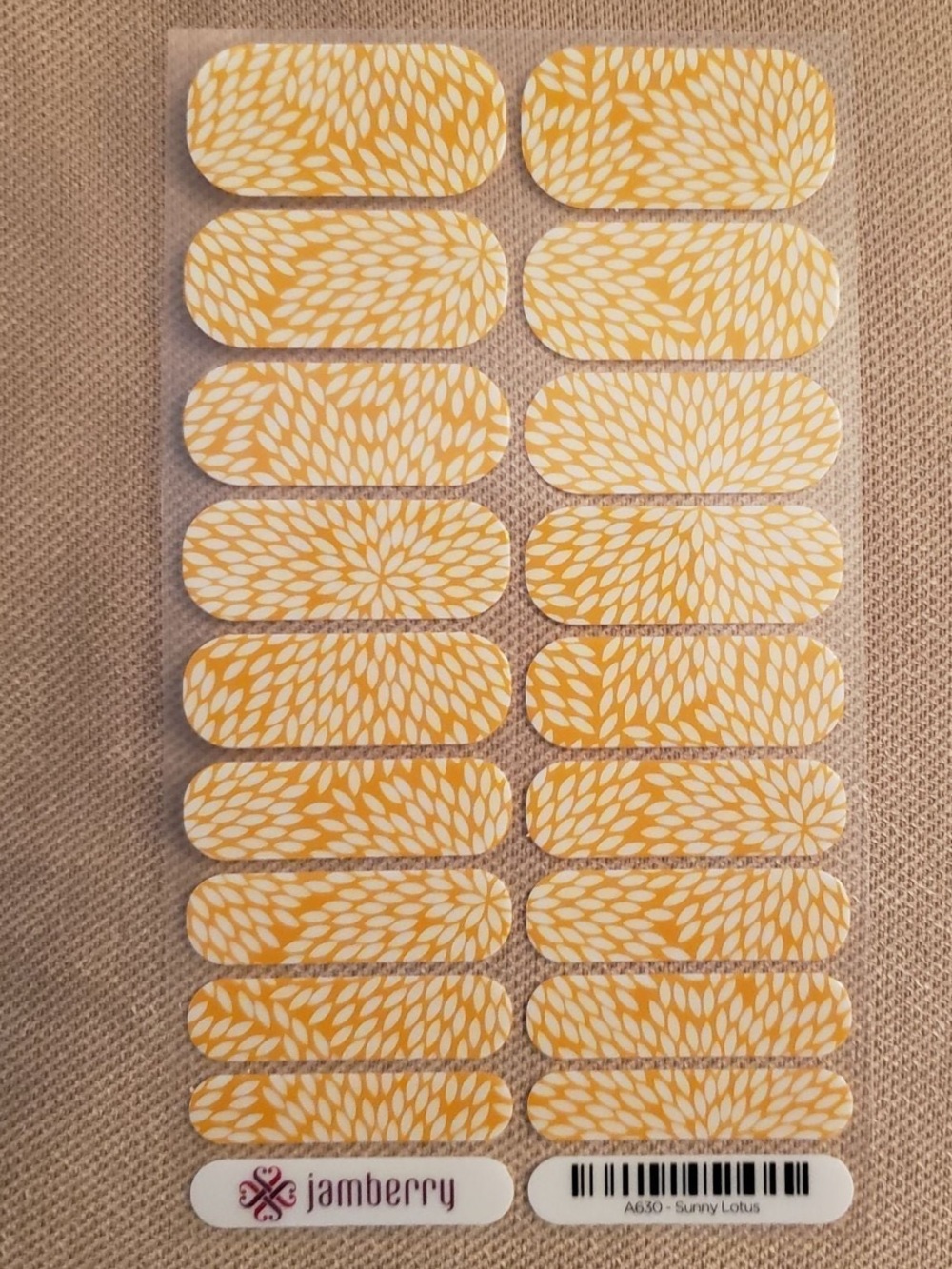 Jamberry Nail Wraps Full Sheet Sunny Lotus A630 Yellow White Floral